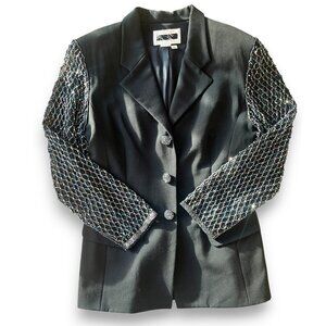 NWOT, Vintage Lulu Bravo Blazer, Iridescent Beaded Sleeves, Sz 12, New Years Eve